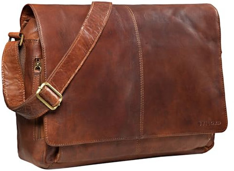 STILORD 'Alex' Vintage Ledertasche Männer Frauen Businesstasche zum Umhängen 15,6 Zoll Laptoptasche Aktentasche Unitasche Umhängetasche Leder, Farbe:maraska - braun