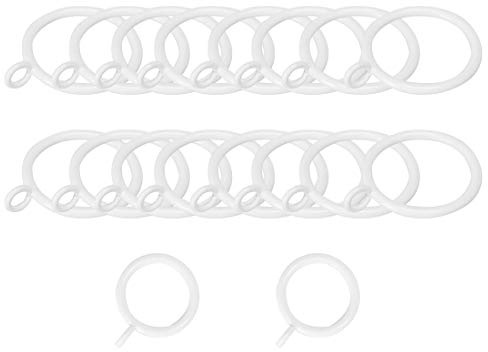 uxcell 20 Pack Metal Curtain 2 Inch with Eyelet Drape Ring Loops for Bathroom Curtain Rods Plating Finish, White