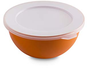 OMADA Ciotola Cucina con Coperchio da 0,5 L in Plastica con Antibatterico | Ciotola Frigo in Polipropilene con Coperchio, da 13,5x H6,5 cm, Leggera e Resistente, Collezione Sanaliving
