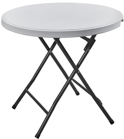 Cofan Mesa Plegable Redonda de Camping | Color: Blanco | Peso máximo: 120 kg | Adecuado para 6 Personas | Medidas: Ø 80 x 74 cm