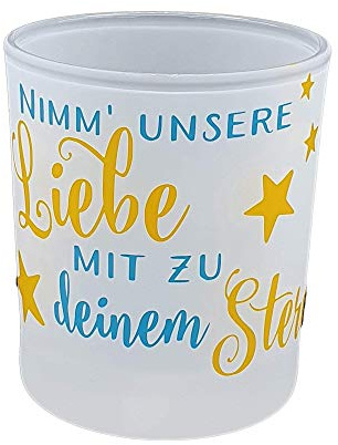 Teelicht für Sternenkinder Trauer Kerze Trost Schutzengel mit Spruch Fehlgeburt Geschenk (Türkis-1)