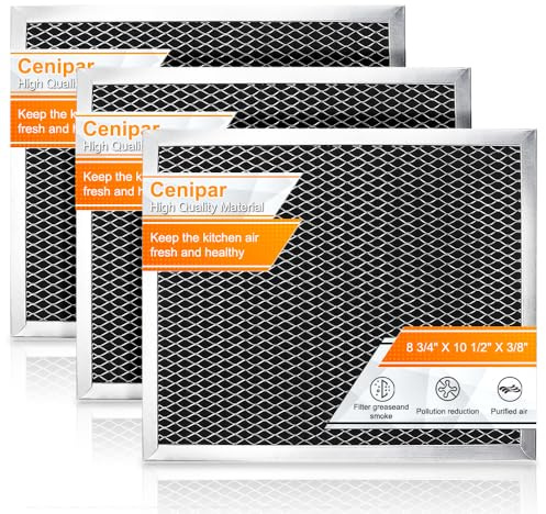 Cenipar 97007696 Range Hood Filter Charcoal Odour Filter for Range vent hood (8 3/4 X 10 1/2 X 3/8)-3 Pack