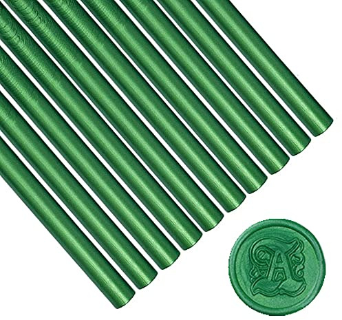 Wachs-Siegel-Stick, ANBOSE 10pcs Klebepistole Wachs-Siegel-Sticks für Wachs-Siegel-Stempel, Wachs-Siegel-Stäbe für Hochzeit Einladungen, Briefumschläge(Pine Green)