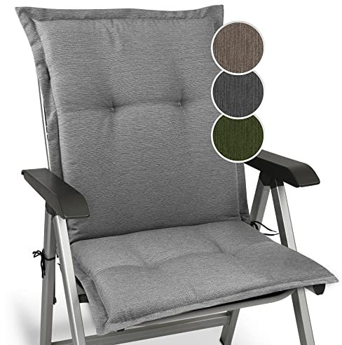 Beautissu Premium Cuscini Respaldo bajo 105x50 cm Grigio Chiaro – Spessore 7 cm Cuscino Sedia Giardino Fissaggio Antiscivolo – Tessuto Robusto Resistente UV - Highlux NL