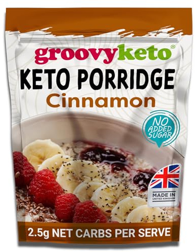 Groovy Keto Cinnamon Breakfast Porridge | 2.5g net carbs | Low Carb Porridge Alternative | Keto Friendly, Diabetic Friendly, Grain Free (280g (1 Pack))