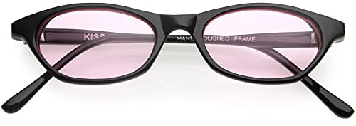 zeroUV - Kids Oval Shaped Retro Inspired Color Tinted Sunglasses (D203-04 Black/Pink)