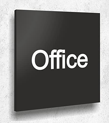 Türschild OFFICE Schild Schwarz Matt UV Druck 12 x 12cm - 3mm Aluverbund - Made in Germany Art.Nr. A 2055