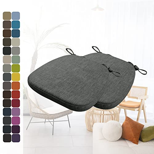 Kimgull 2er Set Stuhlkissen mit Bändern Bequeme Waschbare Rutschfestes Sitzkissen Ideal für zu Hause und Gartendekoration, viele Farben und Größen zur Auswahl (43x42x5CM Dunkelgrau)