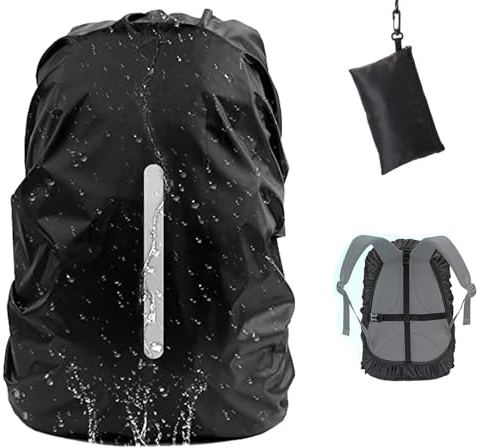 GUKOY Regenschutz Rucksack wasserdichte Regenhülle, 2 Verstellbare rutschfeste Kreuzschnallenriemen für Rucksäcke (8-70 l) Regensichere/Schneesichere/Staubdichte/Frostsichere Hüllen