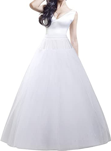 MeiLiMiYu Hoopless Petticoat Crinoline Underskirt Skirt 6 Layers Floor Length Ball Gown Petticoat Underskirt Slip for Wedding Dress