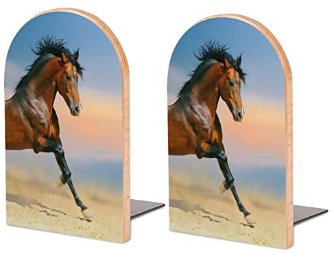Packung Mit 2 Buchstützen Pferd Rutschfester Bücherständer Aus Holz Bücherregal Bücherhalter Für Home Desk Office Library