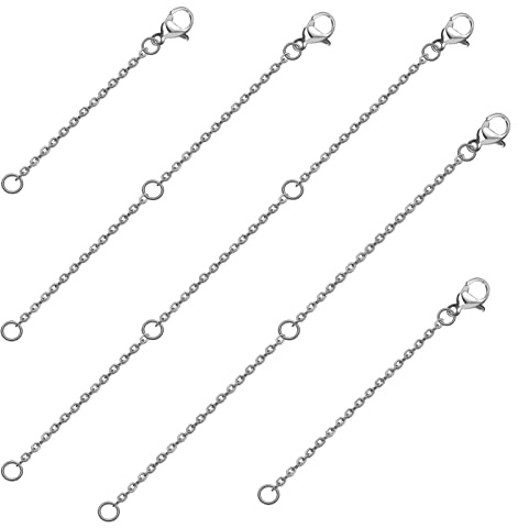 TOAOB 5 stycken kedjeförlängning rostfritt stål förlängare kedjor 5 cm till 15 cm armband förlängningskedja för smyckestillverkning, rostfritt stål