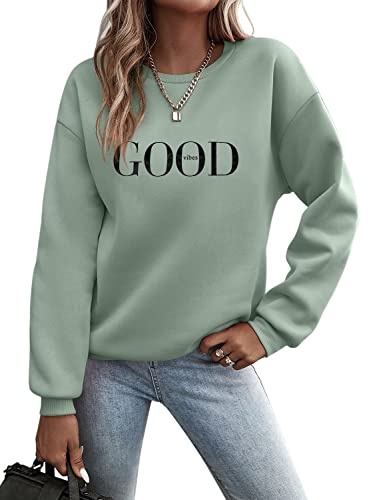 Minetom Pullover Damen Herbst Sweatshirt Rundhals Langarm Pulli Winter | Oberteil, Briefe Drucken, Langarmshirt, Longsleeve, Locker, Casual, Streetwear, Sweatshirts ohne Kapuze