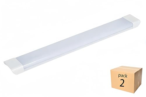 Lampara Luminaria LED Pantalla led para Supermercado, 40W Taller, Hogar y Hospital Luz Blanco Fria 6000K (60 CM, PACK 2X)