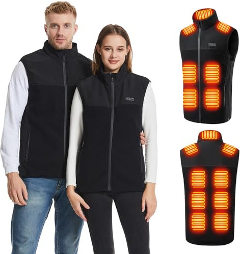 Avarmora Gilet Chauffant Homme et Femme Veste Chauffante Électrique Polaire Sans Manche avec 13 Zones de Chaleur 3 Modes Manteau Chauffant Hiver de pour Moto Chasse Randonnée