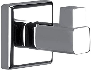 Gedy | Perchero de pared Colorado de acero inoxidable y Cromall, colgador albornoz fijable con tornillos incluidos o pegamento, peso soportado 7 kg, 4,2 x 4,2 x 5 cm