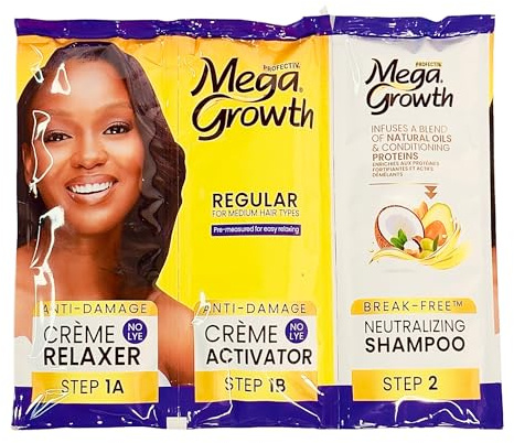 Hair Relaxer Mega Growth Profectiv Activatore Relaxer with Shampoo Anti-Breakage Conditioning (1 Sarchet)