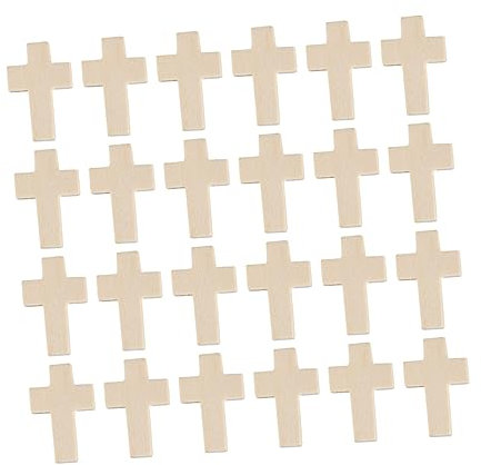 VILLFUL Tischdekorationen 100st Jesus Holzkreuz Holzkreuze Zum Basteln Jesus Halskette Leer Hölzern Konfetti Holzhandwerk