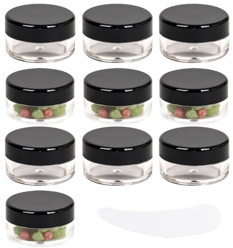 Sgehai récipients cosmétiques, petits pots cosmétiques, petits pots en plastique avec petit bouchon conteneurs pour crèmes, petits récipients vides pour crèmes (noir -10g-10 pièces)