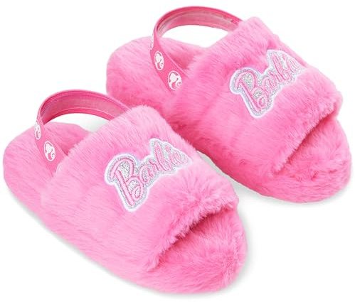 Barbie Women's Fluffy Slippers, Comfy Mule House Shoes - Cosy Gifts for Her (Pink, 3 UK)