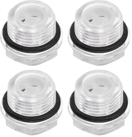 QUARKZMAN 4Pz Vetro Spia Olio Compressore Aria G3/8 Maschio Indicatore Livello Liquido Testa Esagonale Plastica Olio Vista O-Ring per Aria Compressore Raccordi, Trasparente