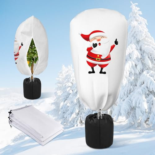 TOKIISHE Winterschutz für Kübelpflanzen Pflanzen, 90x110cm Winter Deko Vlieshaube Frostschutz Pflanzen Winterwarm Winter Jutesack Pflanzenabdeckung für Olivenbaum Palmen Weihnachtsbäume und andere