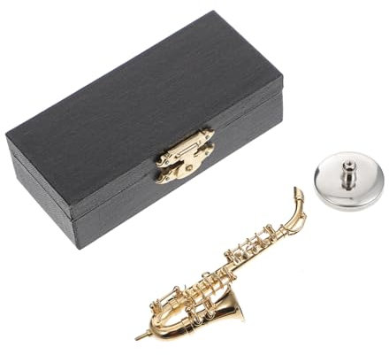 VICASKY 1 Satz Alt-Saxophon Musikinstrument Miniaturspielzeug Miniatur-saxophonfigur Mini-Saxophon-Spielzeug Mini-Saxophon Schmücken Exquisites Miniatur-Saxophon Metall Golden