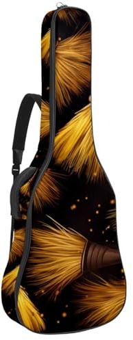 Gitarrentasche für Akustikgitarre mit zwei Taschen, für Kunst, Halloween, Besen 43, wasserabweisend, doppelt verstellbarer Schultergurt, Gitarrentasche, Kunst-Halloween-Besen, 42.9x16.9x4.7 in,