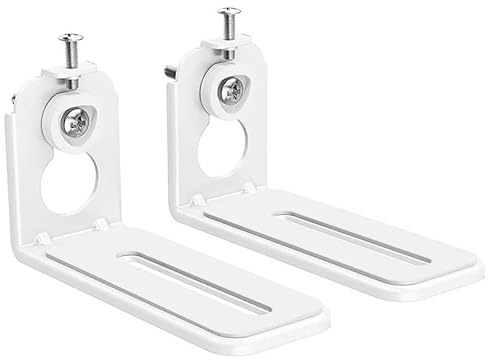 Part King White Universal Soundbar Wall Mount Brackets Screw or Sticky Pad Arm Shelf for Sound Bar