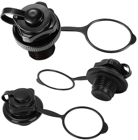 Oiieco 3Pcs Inflatable Boat Air Valve, Boston Spiral Air Plugs, Air Valve Inflatable Boat Spiral Air Plugs, One-Way Screw Valves forfor Kayak, Dinghy, Airbeds, Hot Tub, Raft, Pool Boat-Black