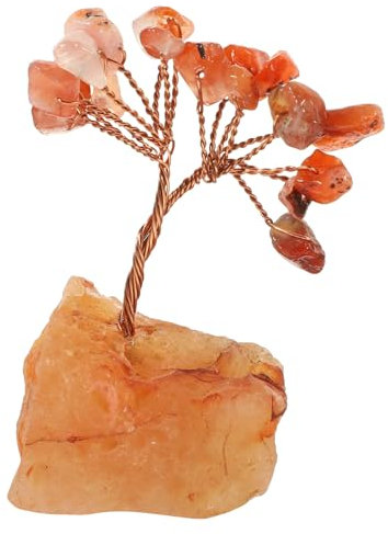 HOLIDYOYO Kristall Geldbaum Deko Mit Rotem Achat Handgefertigter Tisch Baum Ornament Für Büro Und Zuhause Feng Shui Glücksbringer Buntes Edelstein Schmuckstück Geschenk Und Wohnaccessoire