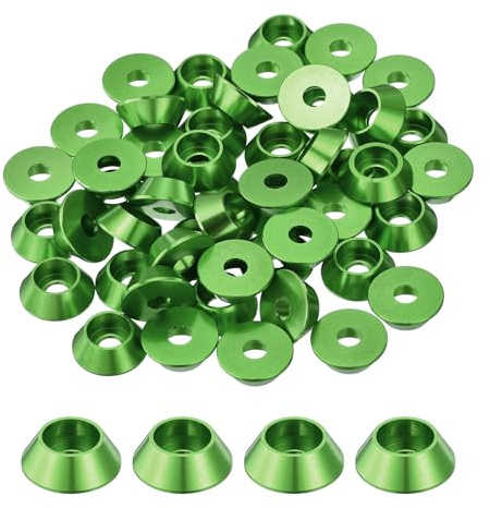 QUARKZMAN Rondelle a Cono M3, Guarnizioni in Alluminio Anodizzato per Viti RC/FPV/PC/Drone/Accessori Meccanici, Confezione da 50 (Verde)
