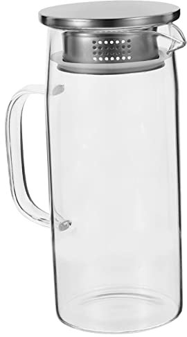 Alipis Bouilloire Grande Capacité Verre pour Boissons Froides Théière Transparente avec Poignée Incurvée pour Thé Glacé Jus de Fruits et Autres Occasions
