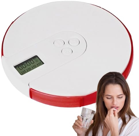 Yonuaret Dispensador De Píldoras Automáticas Para Ancianos Con Alarma, Máquina De Dispensador De Píldoras | Organizador De Pastilla Con Recordatorio De Alarma - 4 Alarmas/día, cajas De
