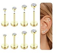 Diamday 8stk Helix Piercings Tragus Piercing Chirurgenstahl Nasenpiercing Piercing Ohr Gold 16G 18G Conch Labret Piercings Lippenpiercing Ohrpiercing Hypoallergen Helix Tragus Ohrringe Nasenpiercing