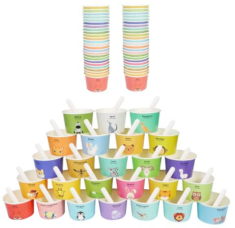 Yanghad Coppette Gelato Usa e Getta in Carta 25 Modelli di disegno Usa E Getta Ciotole Di Carta per Torte, Dessert, Frutta, Zuppa 25/50/100PCS (50)