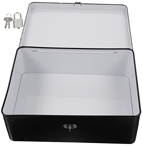 CONGARTENO Caja de Hojalata Retro 1 Pieza Negra con Cerradura y Llave | Organizador de Escritorio, para Joyas y Pequeños Obsequios, Uso en Boda y Fiesta