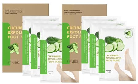 Confezione da 6 mascherine esfolianti naturali per piedi, trattamento dermatologicamente testato, rimuove la pelle morta e ripara i talloni, cura dei piedi secchi e screpolati, confezione da 6