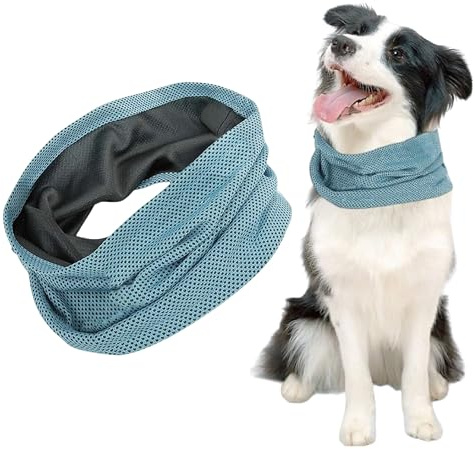 DmDoyy Kühlhalsband Für Hunde, Hunde Halstücher Kühlend, Wärmeableitung Kühlende Bandana Hund Geeignet, Hundehalsband Mit Tuch Kühlend Für Kühlhunde Im Sommer (Blau-M)
