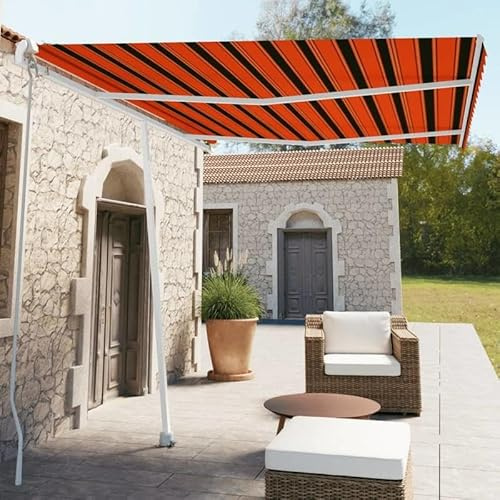 Standmarkise Einziehbar Handbetrieben 350x250 cm - Pulverbeschichtetes Aluminium & 100% Polyestergewebe mit PU-Beschichtung - Perfekt für Terrasse, Garten oder Balkon - Robust & Wetterbeständig