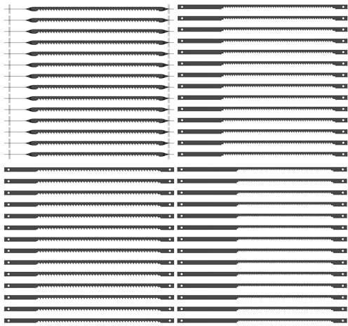 Lot de 56 lames de scie à chantourner - 10 mm - Avec tige - 15/18/24 dents - Accessoires pour outils électriques - Standard - Pour couper du bois, du métal, du plastique