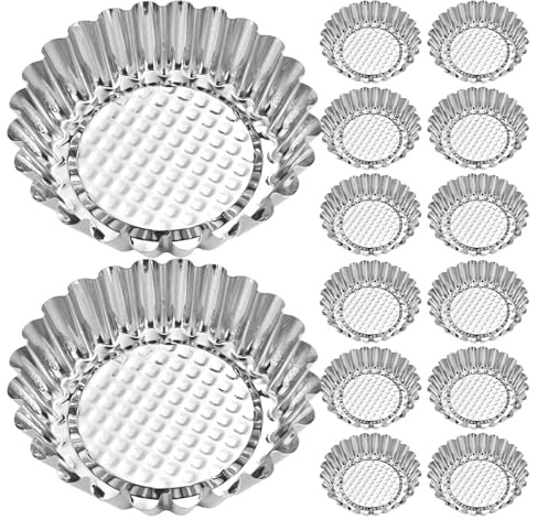 TOMETURE Set 20 Stampi Mini Crostatine in Acciaio Inox Antiderente Teglie per Crostate a Forma di Fiore Diametro 8 CM Pirottini per Cupcake e Dolci Utensili da Forno Riutilizzabili per