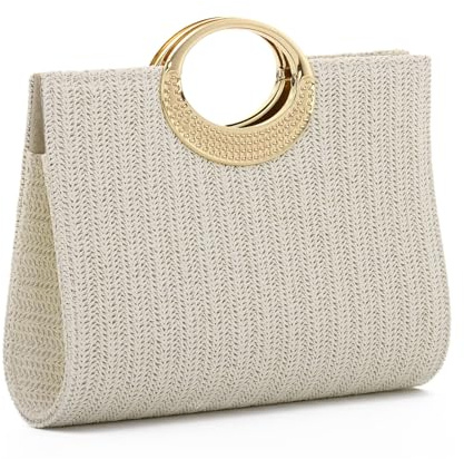 LHHMZ Bolso de mano de paja para mujer, bolso de playa de paja para verano, bolso de hombro de rafia tejida para bodas, fiestas, viajes y vacaciones