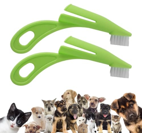 QEXUJOW Brosses à dents pour chiens,2 outils de brossage de dents pour animaux