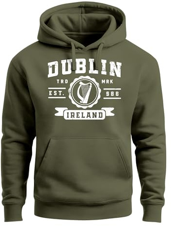 Neverless® Hoodie Herren Dublin Irland Retro Design Print Aufdruck Kapuzen-Pullover Männer Fashion Streetstyle