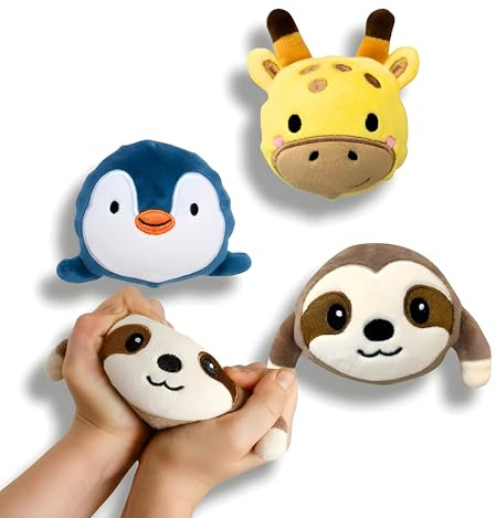 alldoro Plüsch Anti-Stress Ball 3er Set, Ø 6 cm, Anti-Stress-Spielzeug | Fidget Toy, kuschelige Stressbälle mit Tiermotiven, Ø 6 cm, sorgt für Spielspaß, Fidgetspielzeug für Kinder ab 3 Jahren