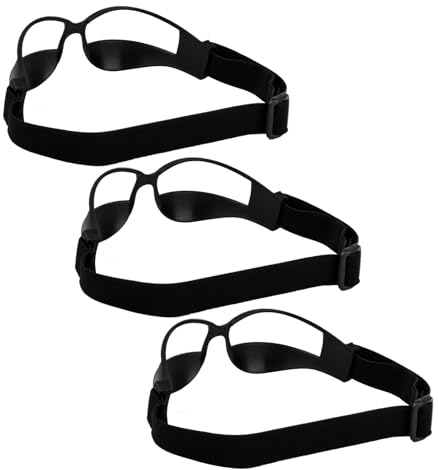 Kisangel Lunettes de Dribble Basketball Noires Réglables 3 Pièces – Équipement D’entraînement Sportif pour Protection Oculaire, Aide au Dribble et Entraînement en Équipe