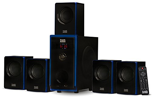 Acoustic Audio AA5102 Bluetooth Powered 5.1 Speaker System Home Theater Surround, Black (AA5102)