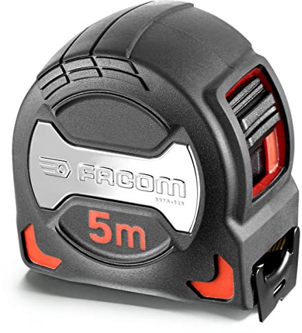 FACOM Cinta métrica corta de 5m x 28mm con clip para cinturón Grip Series, 897A.528PB