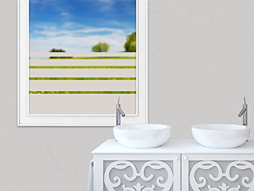 GRAZDesign Fensterfolie Streifen Blickdicht, Sichtschutz Folie Milchglasfolie für Fenster, Glastür, Scheiben lichtdurchlässig - 100x57cm / Silbergrau